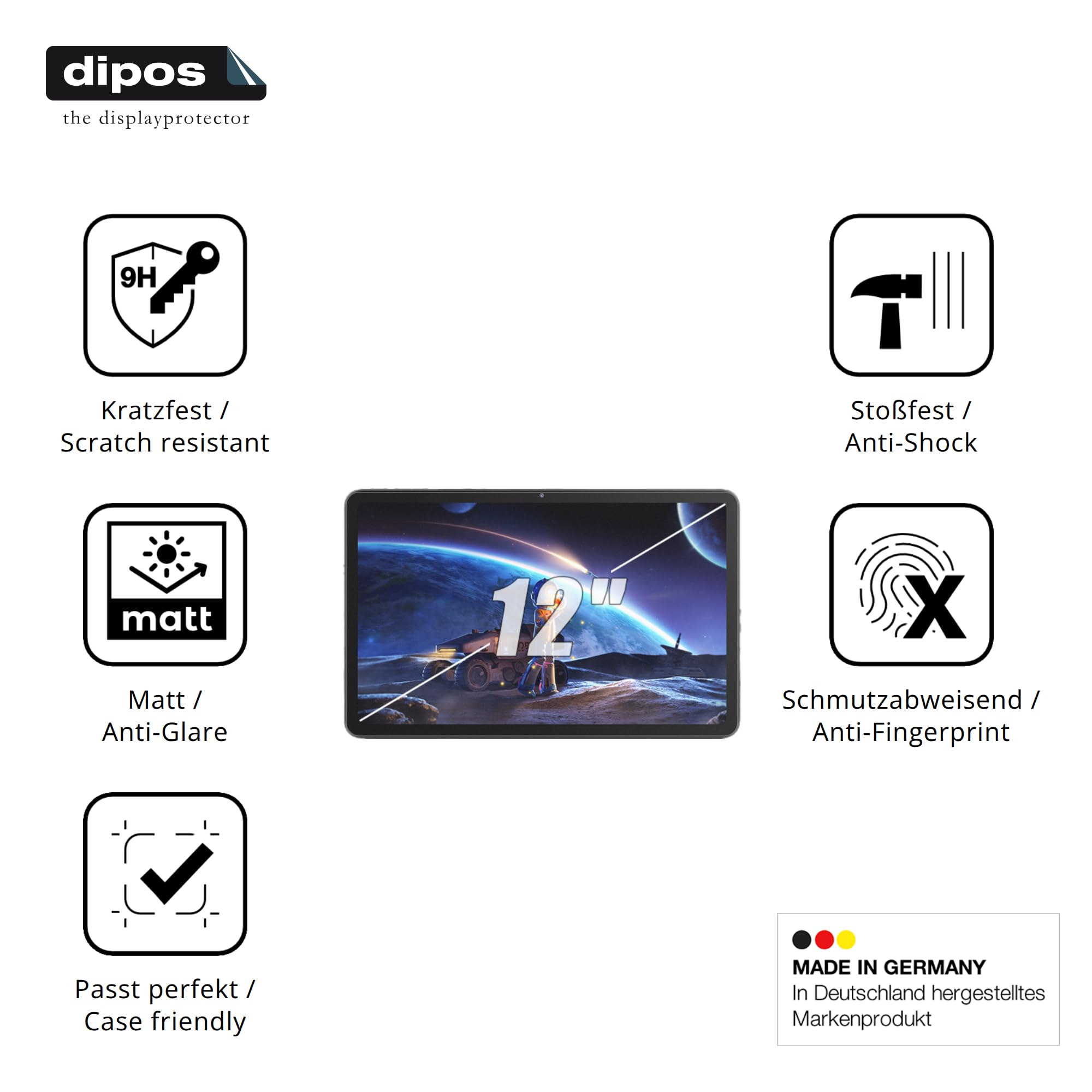 dipos 2x Protector de Pantalla 9H mate para Raemond K90 | Antirreflejos, no se rompe ni astilla, no es cristal, antigolpes, antiarañazos, sin burbujas, autoadhesivo