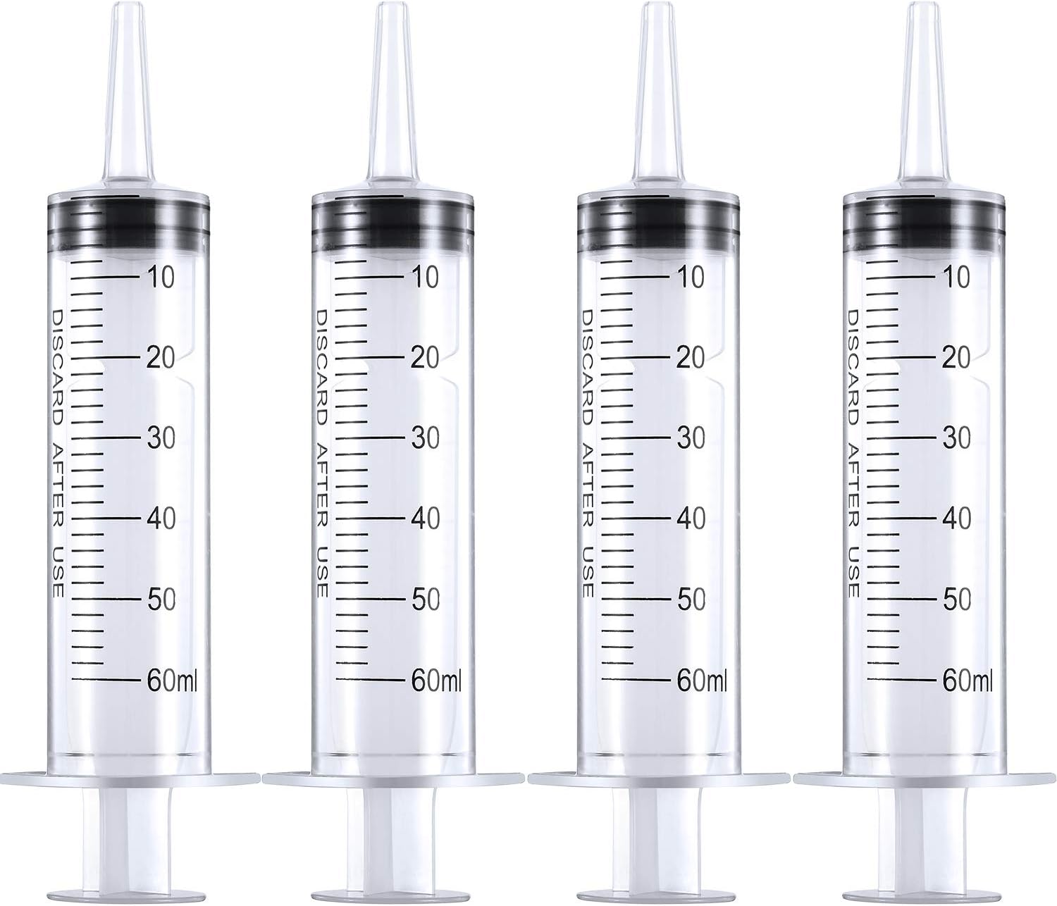 Frienda Large Plastic Syringe 4 Pack Measuring Syringe Tools Dispensing Multiple Uses(60 ml)