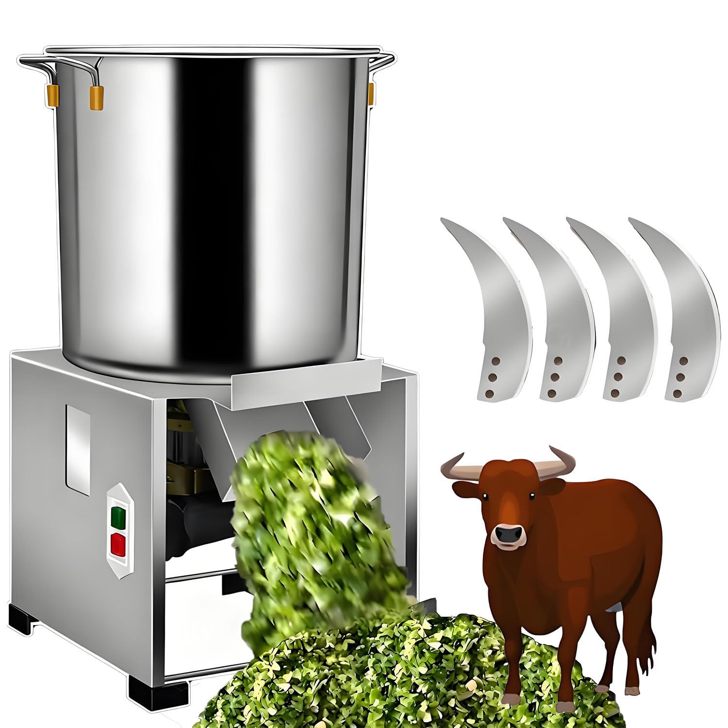Robot da Cucina Commerciale, Tritatutto Elettrico per Verdure da 1800 W, Acciaio Inossidabile Spesso, Ingresso di Alimentazione di Grande Diametro, 120 kg/h 3500 Giri/min 220V-1200W