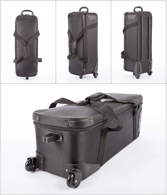 Photography Studio Roller Trolley Wheeled Bag Case (32in) for Camera Video Equipment, Large Flight Case for Tripod Monopod Boom Arm Light Stand Flash - 83cm x 33cm x 29cm - Black