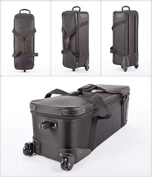 Photography Studio Roller Trolley Wheeled Bag Case (32in) for Camera Video Equipment, Large Flight Case for Tripod Monopod Boom Arm Light Stand Flash - 83cm x 33cm x 29cm - Black