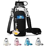 RRegeny Water Bottle Holder with Strap for Hydroflask 32oz 40oz, Carrier Sling Bag with Phone Pocket Sleeve for Men Women Hiking Camping Travellingblack24/32oz
