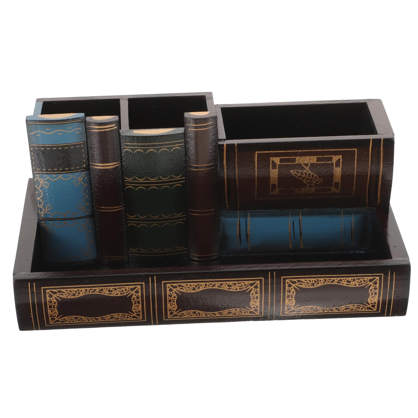 Operitacx Portamatite da Scrivania in Pannello di Densità a Forma di Libro Retrò Decorazioni Scuola, Organizer Creativo e Robusto per Ufficio e Casa