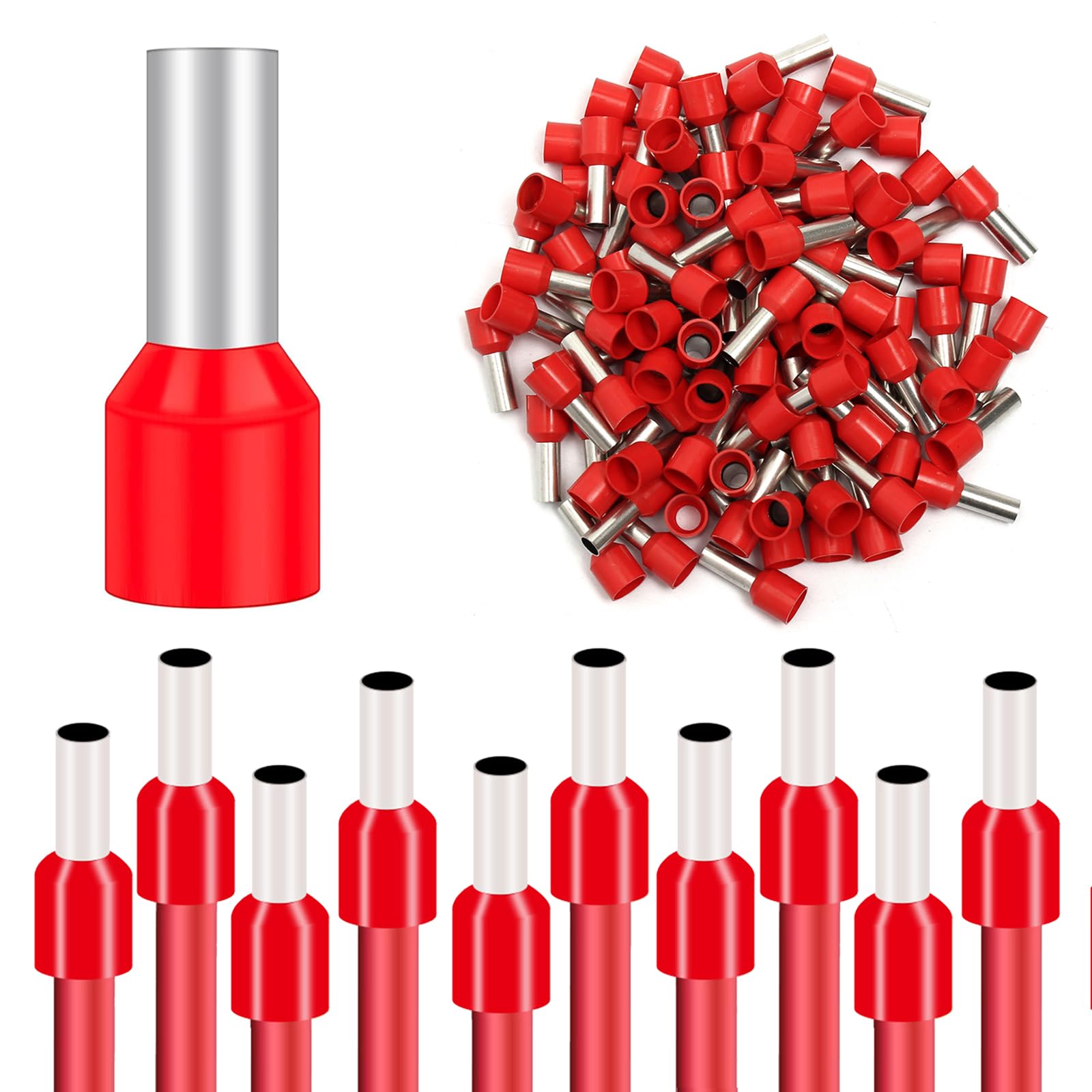 100 Connettori Elettrici Autoregolanti 10mm² Con Isolamento - Terminali A Crimpare Per Cavi E Fili - Foto 12