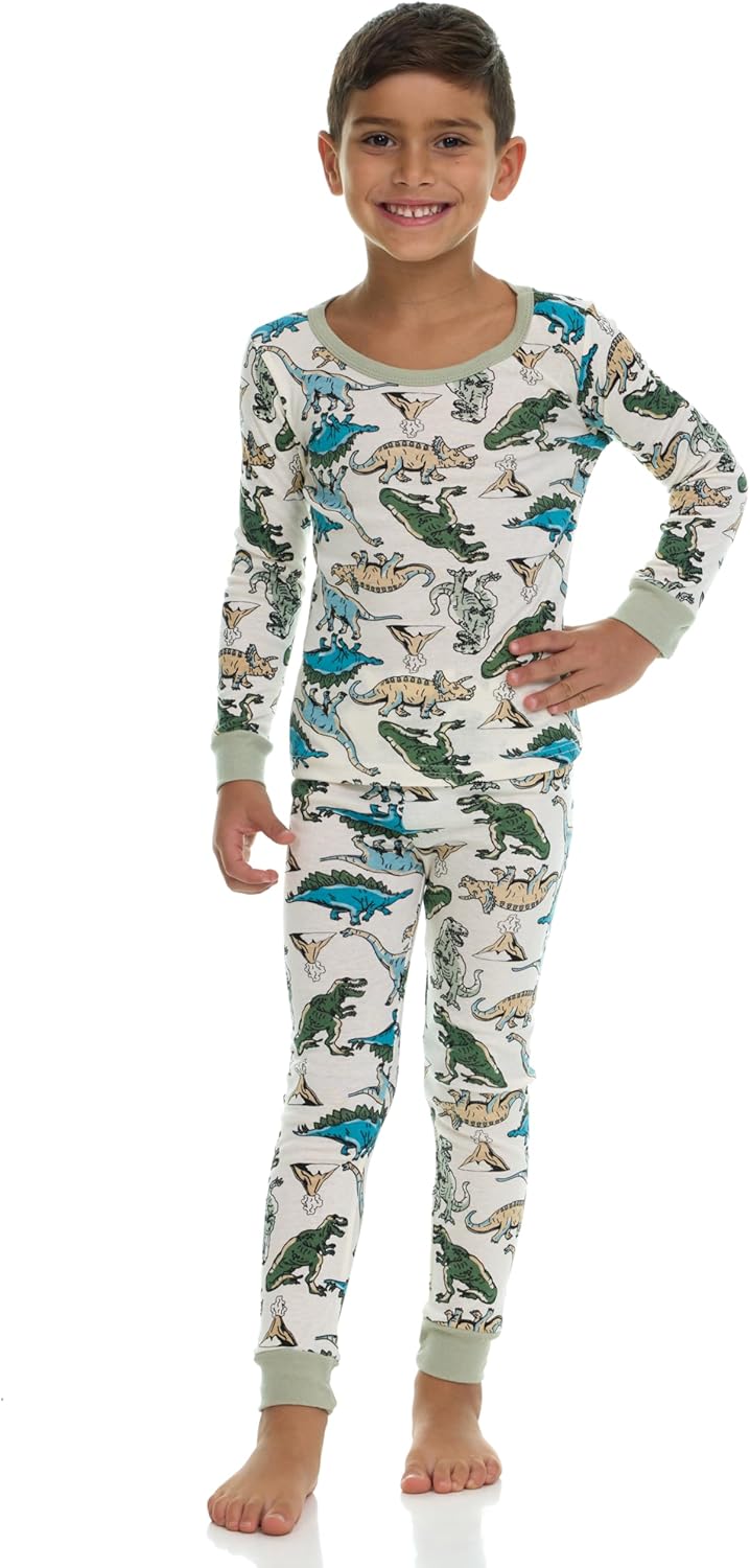 Cudlie Boys’ 4-Piece Pajama Set, Super Comfy Cotton Blend Sleepwear, 2 Tops and 2 Bottoms, Fun Designs – Sizes 12M–5T - Image 3