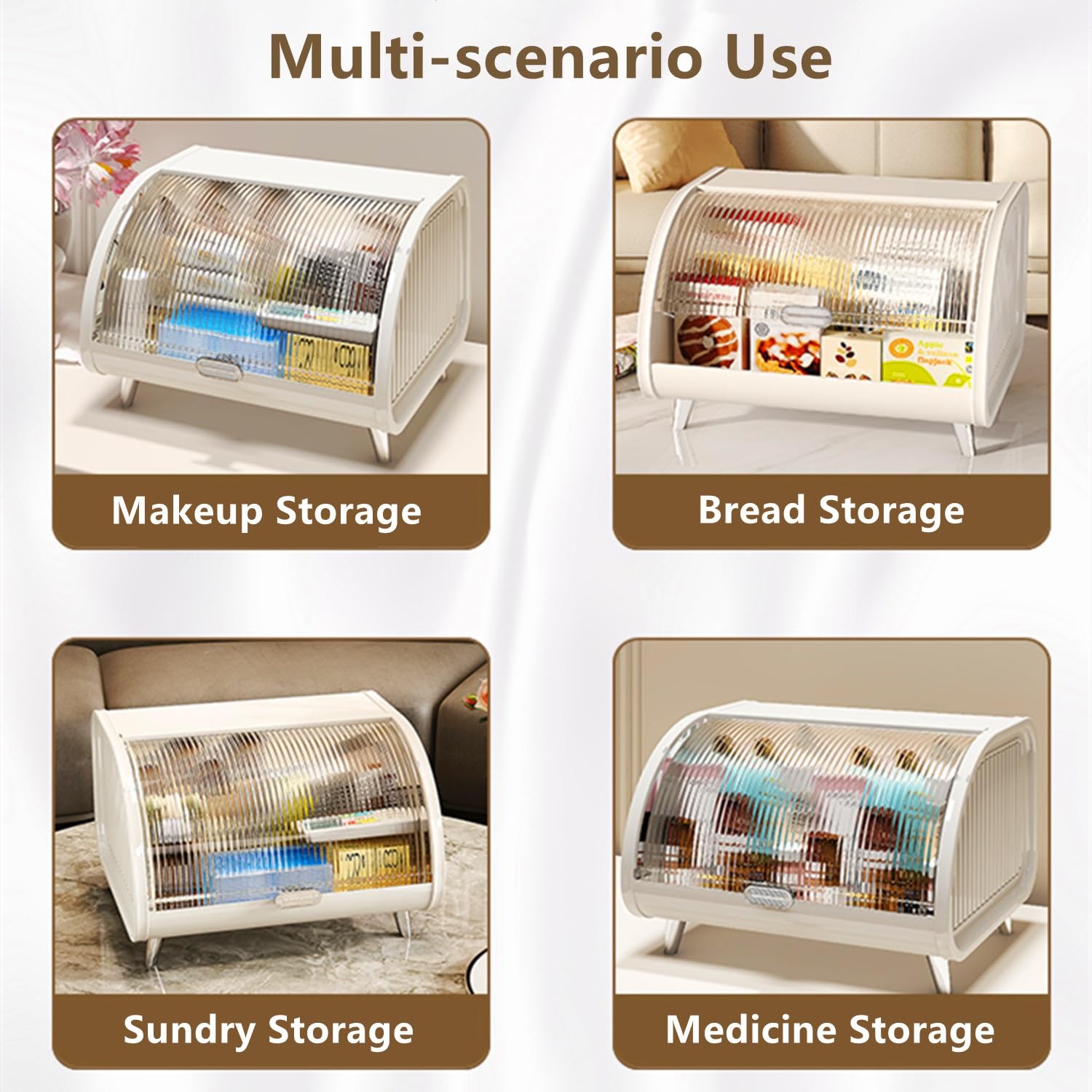 Scatola per il pane, scatole per il pane ad angolo grandi con coperchio arrotolabile, organizzazione della dispensa per l'arredamento della fattoria e contenitore per il ripiano del bancone