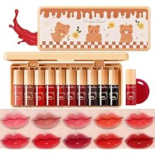 Eakroo 10 Colors Lip Gloss Set, Lip Stain Long Lasting Waterproof, Lip Tint Stain, Korean Lip Tint, Lip Gloss for Women, Lip Gloss Set, Lip Oil Stain, Cute Stuff, Non-Stick Cup, Vivid Color