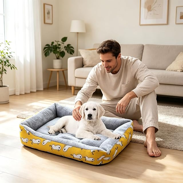 Foto 2 de 7 de PETCUTE Cesta cómoda para Perros y Gatos, Lavable a máquina, Cama cómoda para Mascotas
