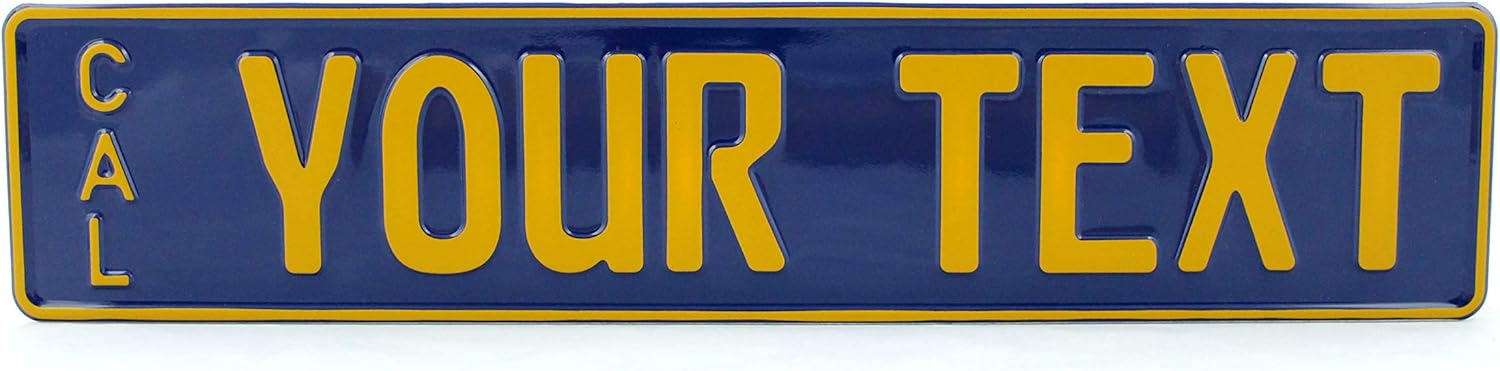 Cal California US USA Euro European License Plate Number Plate Embossed Custom
