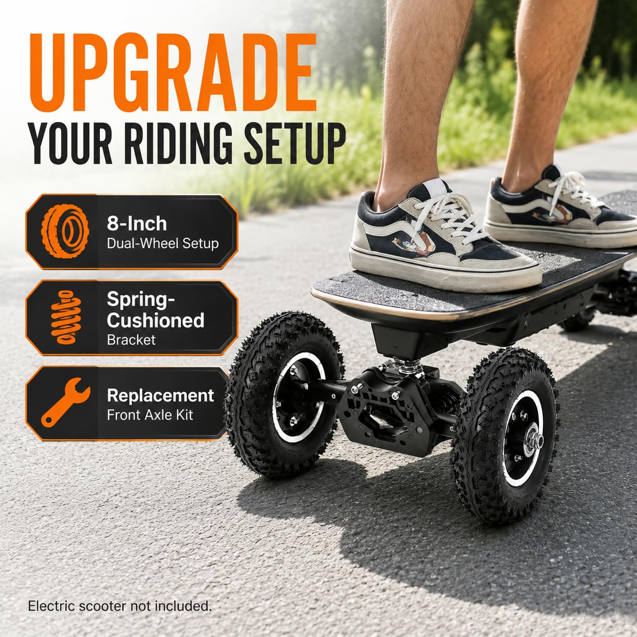 8 pouces Skate Wheel Skateboard Truck Combo Set avec support de roue, roues combinées, planche à roulettes, poulie hors route, camions électriques, montagne board longboard