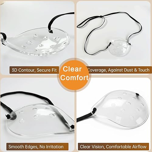 Miniatura 3 de Protector ocular para cirugía de cataratas, paquete de 2 parches médicos con correa ajustable para la cabeza para dormir después de cataratas,
