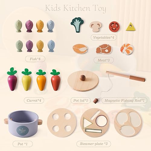 Miniatura 7 de Juguetes Montessori para bebés, 4 en 1, clasificación de formas a juego, juguetes educativos de desarrollo, multifuncionales, accesorios de cocina,