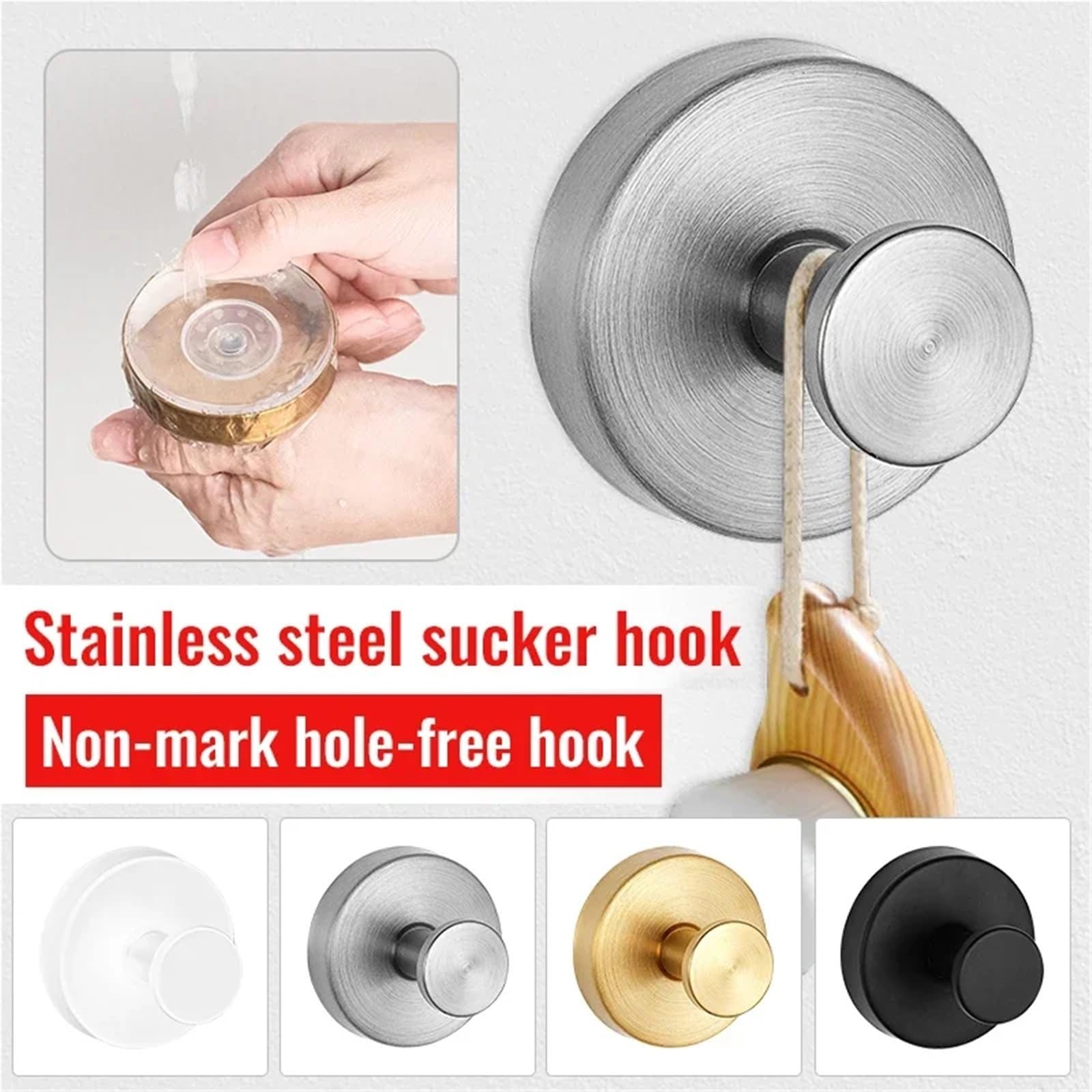 Saugnapfhaken 6 Stück Edelstahl-Saughaken, wasserdicht, for Weihnachtskränze, Badezimmer, Küche, Kleidung, robust, stabil, wiederverwendbar(Black)