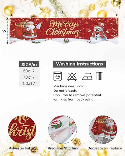 Miniatura 6 de Bufanda roja para chimenea de Navidad, Papá Noel, muñeco de nieve, decoración de mantel de Navidad para chimenea, regalos de Navidad, copo de nieve,