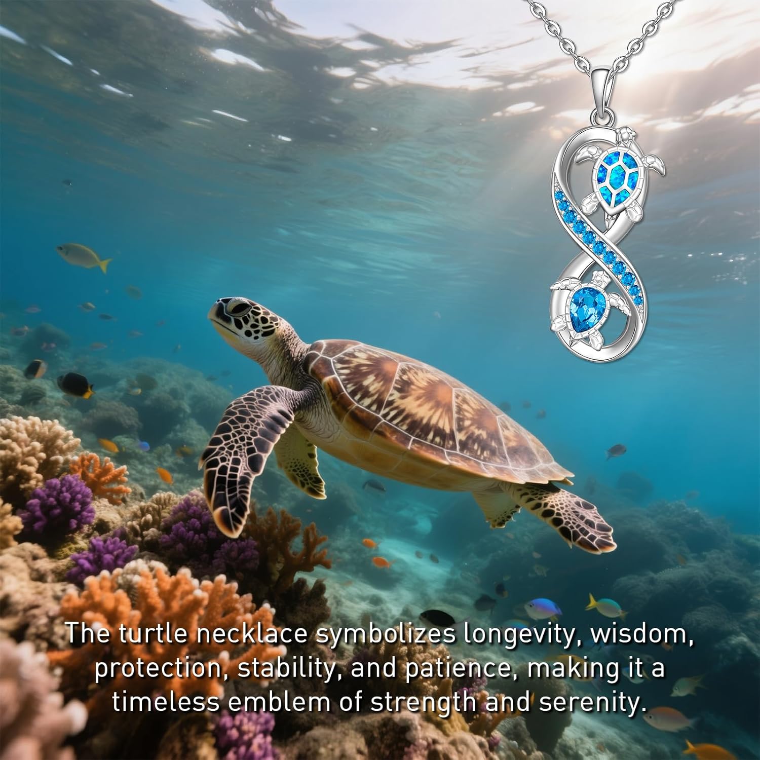 Fenthring Sea Turtle Gifts Turtle Necklace for Women Mom Sterling Silver Pendant Opal Infinity Necklaces Ocean Wave Jewelry Christmas Gift - Image 6