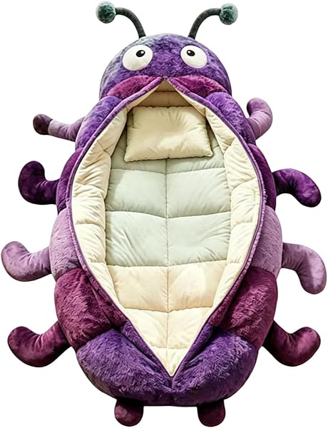 Hugging Caterpillar Sleeping Bags, Plush Cocoon Sleeping Bag, Pull Cord Sleeping Bag, Full Body Plush Lounger, Indoor Nap Pod, Cozy Reading Nest, Animal Sleeping Bags for Adults - 1