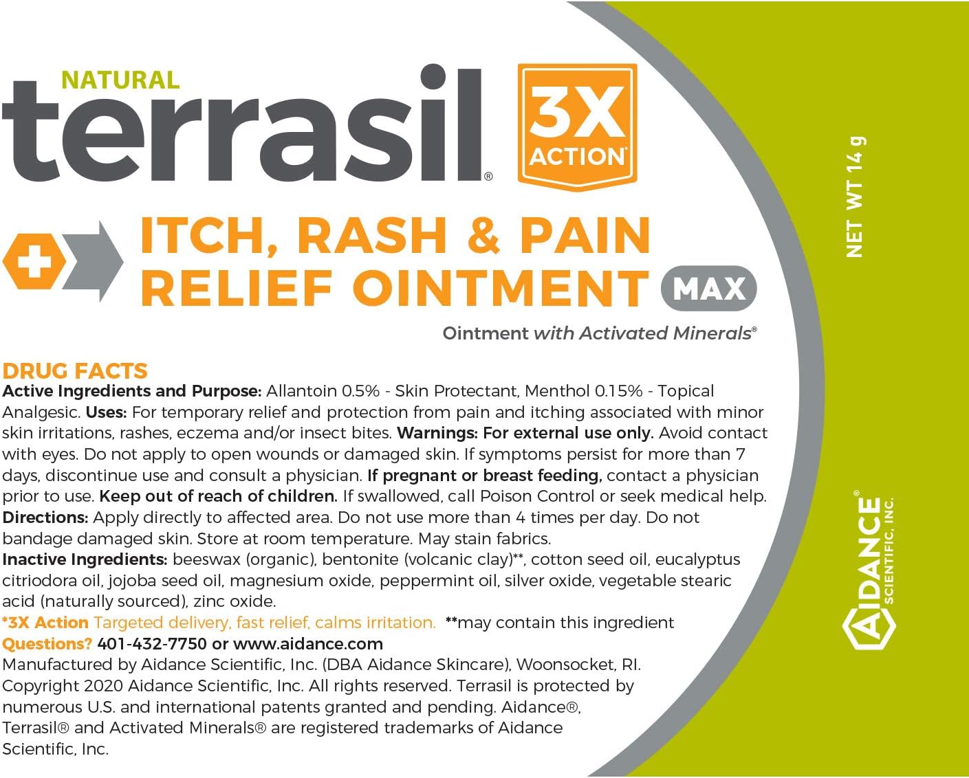 Itch and Rash Max 14gm - Natural Ointment for Grovers Disease, Erythrasma, Intertrigo, Pruritus, Miliaria, Poison Ivy, Oak Sumac & Bug Bites by terrasil : Health & Household