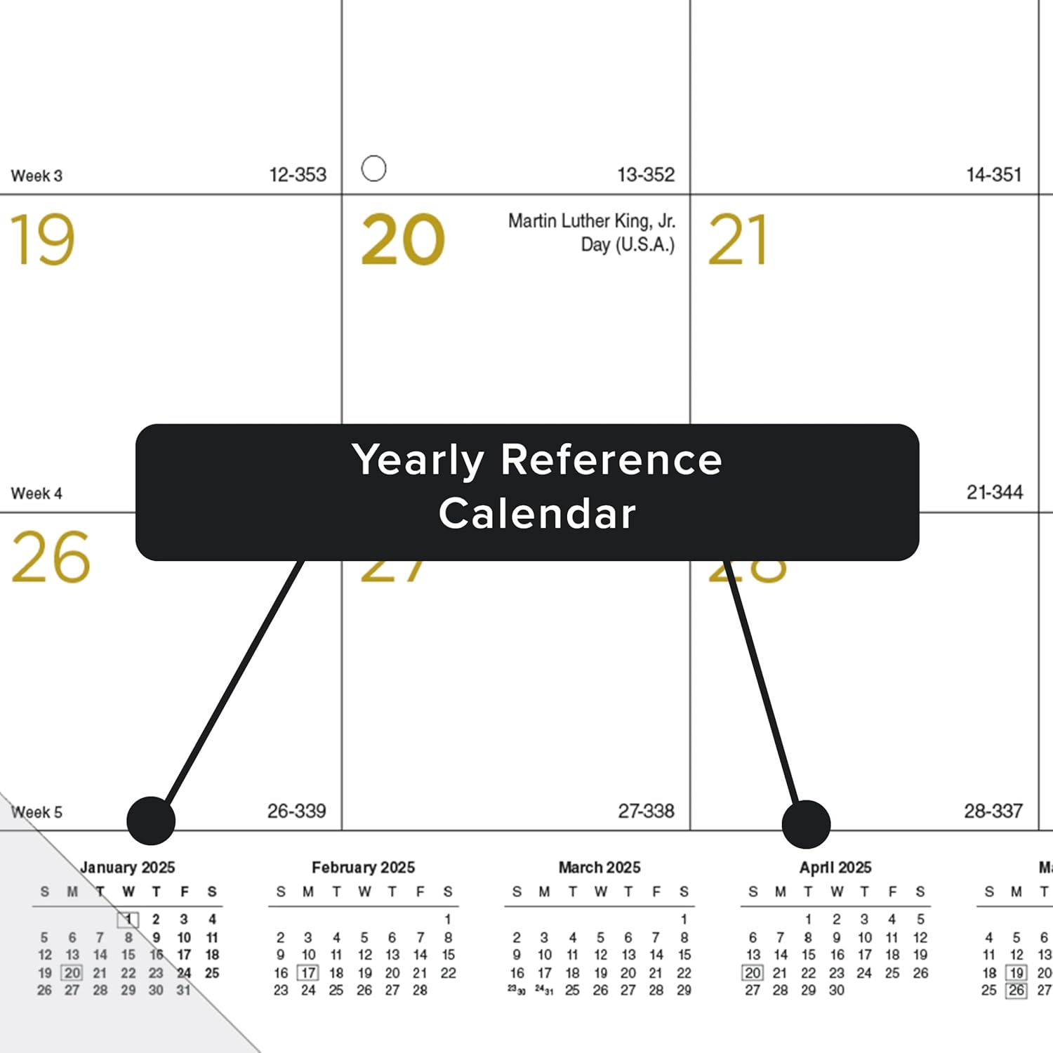 Blueline® 2025 Gold Collection Monthly Desk Pad Calendar, 12 Months, January to December, 22" x 17", Classic Gold, English (C199003-25)