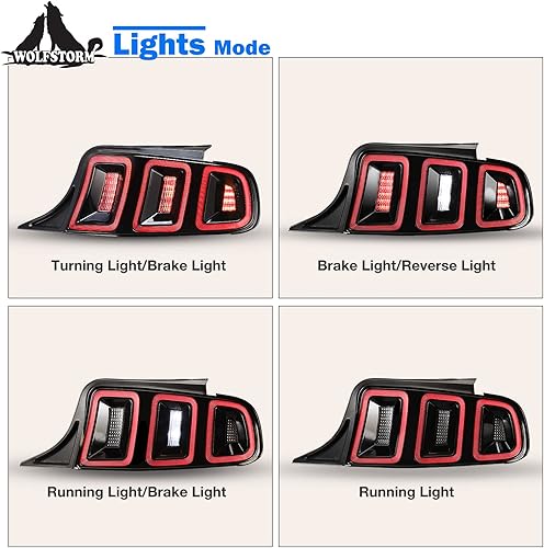 Miniatura 4 de WOLFSTORM Luz trasera LED para Ford Mustang 2010 2011 2012 2013 2014 con diseño dinámico de luz de giro de funcionamiento, montaje de repuesto de