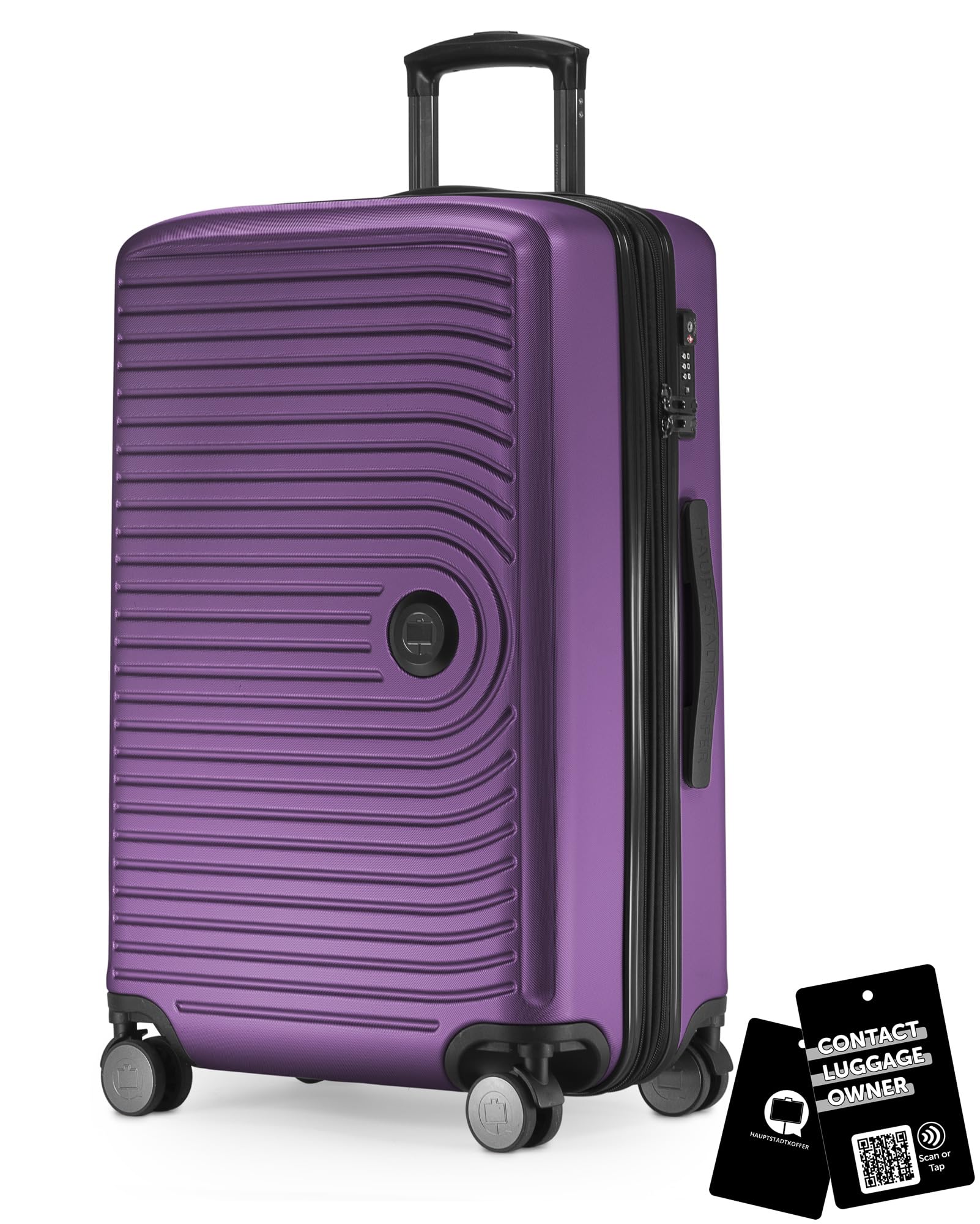 Hauptstadtkoffer Mitte Koffer 68 cm 74-88 Lmit Anhänger, Aubergine | ABS-Hartschale · TSA · XL Erweiterung · 4 Rollen · Austauschbare Ersatzteile · Urlaub · 1-2 Wochen · Digitaler Kofferanhänger
