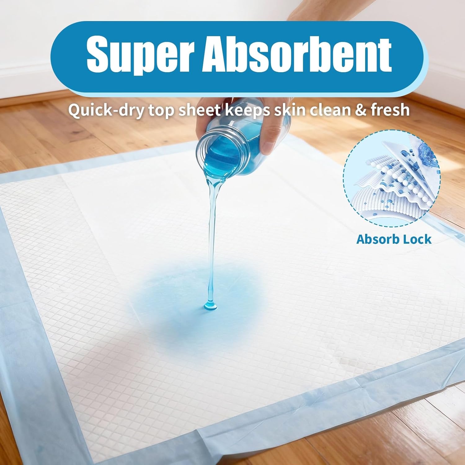 60 Count Disposable Bed Pads 30" x 36" for Adults, Kids & Pets – Super Absorbent Chucks Pads with Waterproof Backing, Leakproof Incontinence Underpads, Soft Non-Woven Top, Bed & Furniture Protection - Image 2