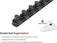 Vista 4 de TEKTON Juego de llaves de vaso de 12 puntos de 1/2 pulgada de profundidad con riel, 11 piezas (3/8-1 pulgadas) SHD92107