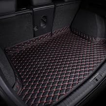 Car Trunk Mat Cargo Liner for Jeep Wrangler JK Unlimited 4Door JKU 2011 2012 2013 2014 2015 2016 2017 Premium PU Leather Waterproof Boot Protector Rear Shroud Luggage Cover,Black and Red