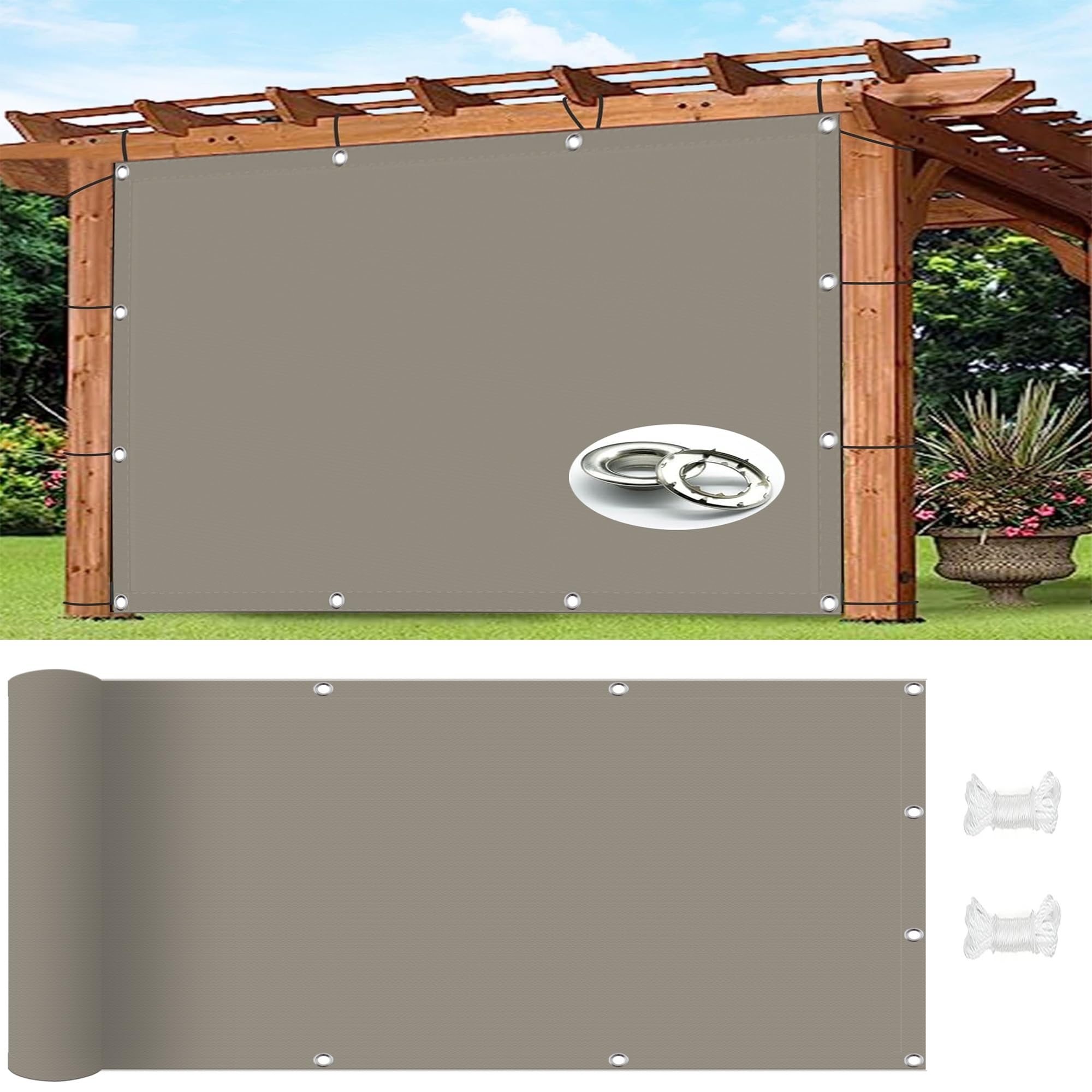 Toile ombrage extérieur 5.5 x 6.5 m contre la chaleur étouffante des terrasses et balcons