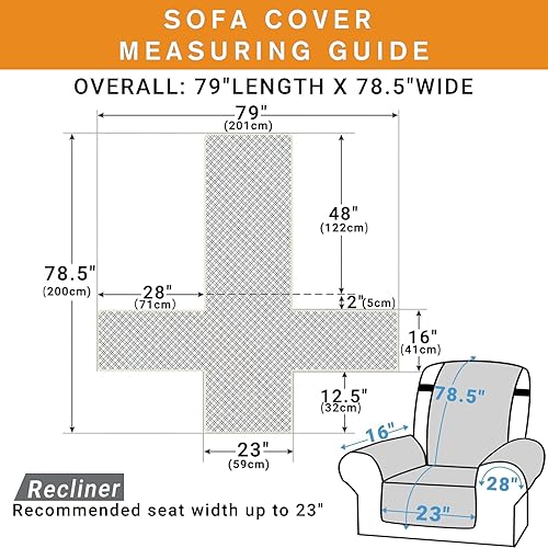 Vista 198 de XINEAGE Funda reclinable resistente al agua, fundas para sofá reclinable de 3 asientos con bolsillos, funda protectora acolchada gruesa para perros
