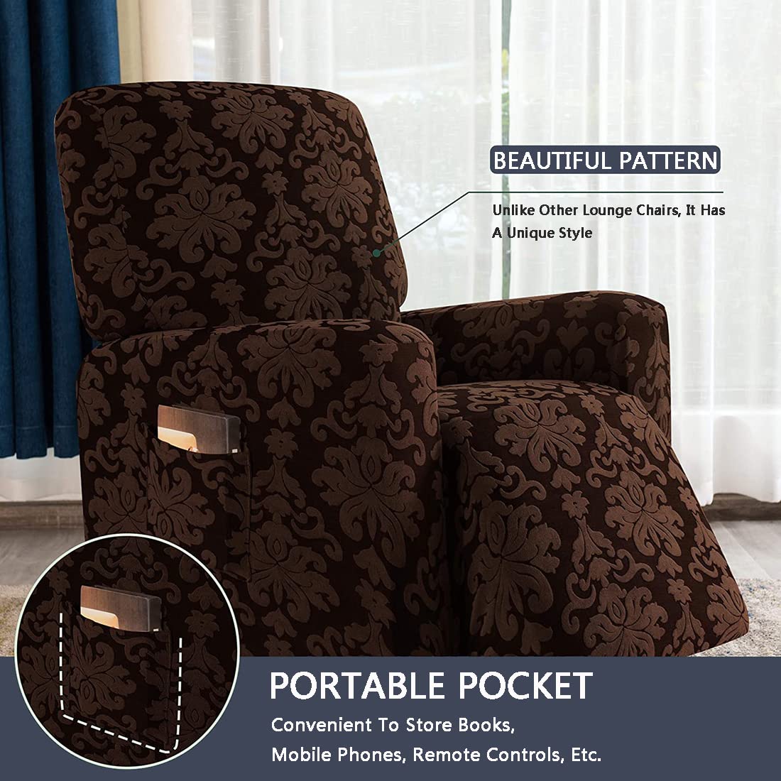 YOPOIY Stretch-Jacquard Relaxsessel Sesselbezug Anti-Rutsch-Soft-All-Inclusive Sesselschoner Massageliege-Schonbezüge für Wohnzimmer -Weinrot