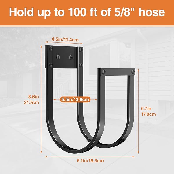 pickpiff Pantaloni da giardino Holder Wall Mount – Metal Water Hose Hanger per Esterni, gancio durevole per giardino, garage o cortile - 5