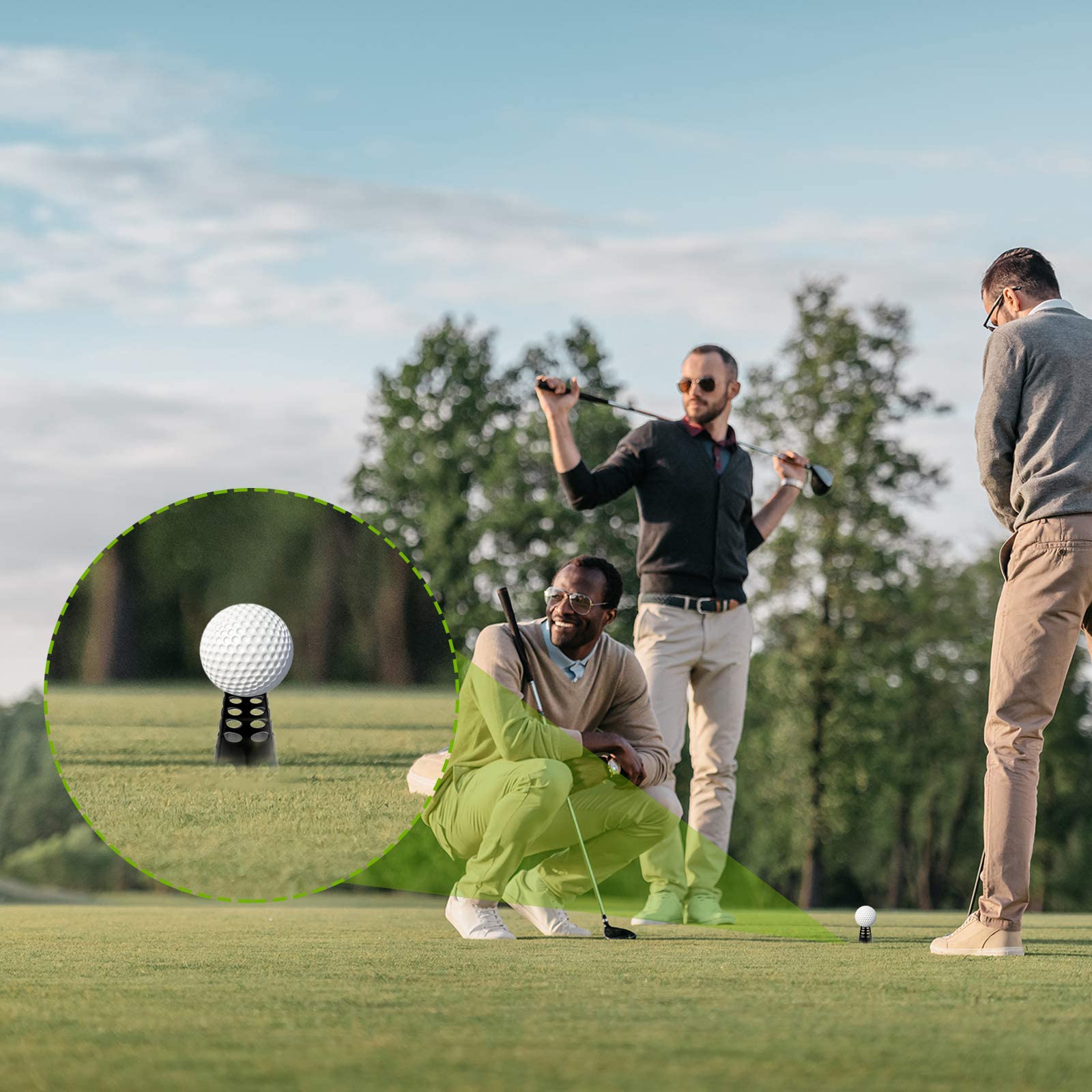 ORESDD Golf-Tees, 24 Stück, Schwarz, Kunststoff, Hochwertig, Flexibel, Einstellbare Höhe, Vielseitig