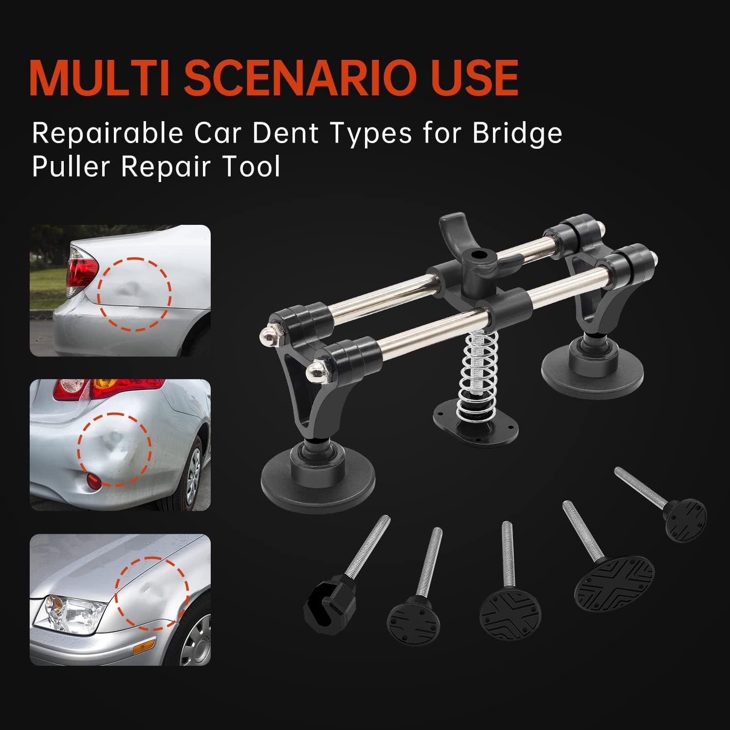 BBKANG Auto Body Dent Puller Kit, Car Dent Removal Kit, Auto Paintless Dent Repair Kit with Bridge Puller, Glue Gun with 10pcs Glue Sticks, Easy to Pops The Metal Surface Dents