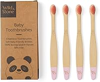 Vista 8 de Wild & Stone Cepillos de dientes orgánicos de bambú para bebé, paquete de 4, cerdas suaves, mango 100% compostable, sin BPA, cepillos de dientes