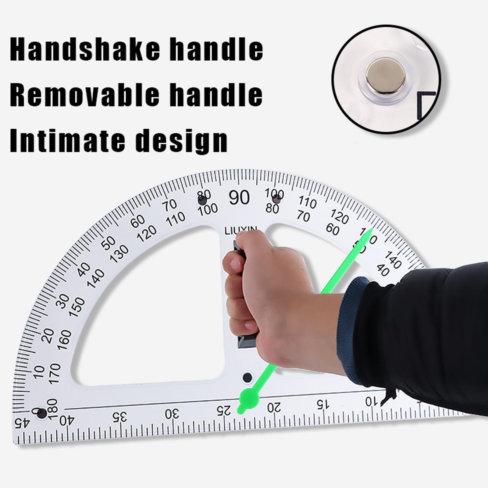 Magnetisches Geometriewerkzeug, Winkelmesser, Dreieckslineale, einfache Befestigung, Tafel-Messset, Lehrertafel, Winkelmesser, Mehrzweck-Set, groß (transparent, 4 Stück)