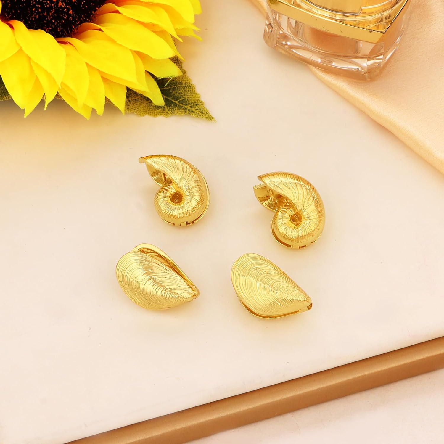 Beach Earrings for Women, Seashell Shell Conch Gold Boho Ocean Stud Earrings Set Beach Jewelry Gifts for Women - Image 5