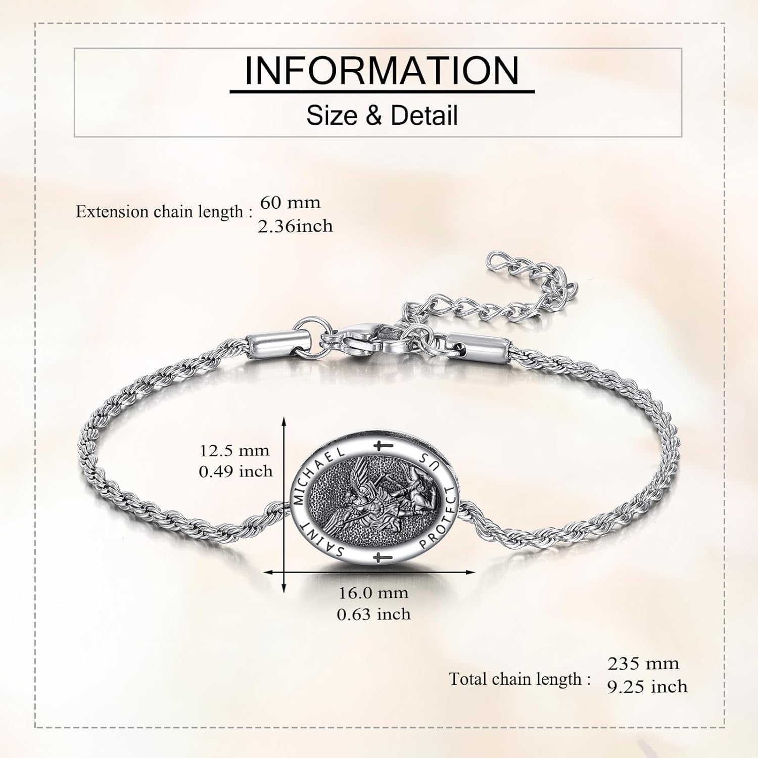 St Michael/Brendan/Joseph Bracelet 925 Sterling Silver Religious Protector Bracelet Saint Jewelry Religious Gifts for Men Women - Image 5