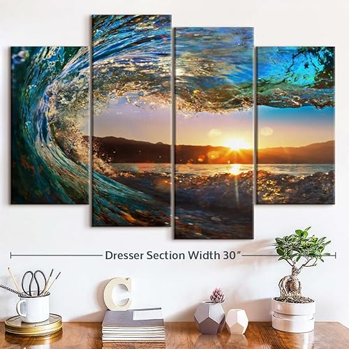 Miniatura 8 de Elephant Stock Lienzo de varias piezas de cielo y puesta de sol, 4 piezas, lienzo para fotografía de playa, decoración de pared, lienzo de playa,