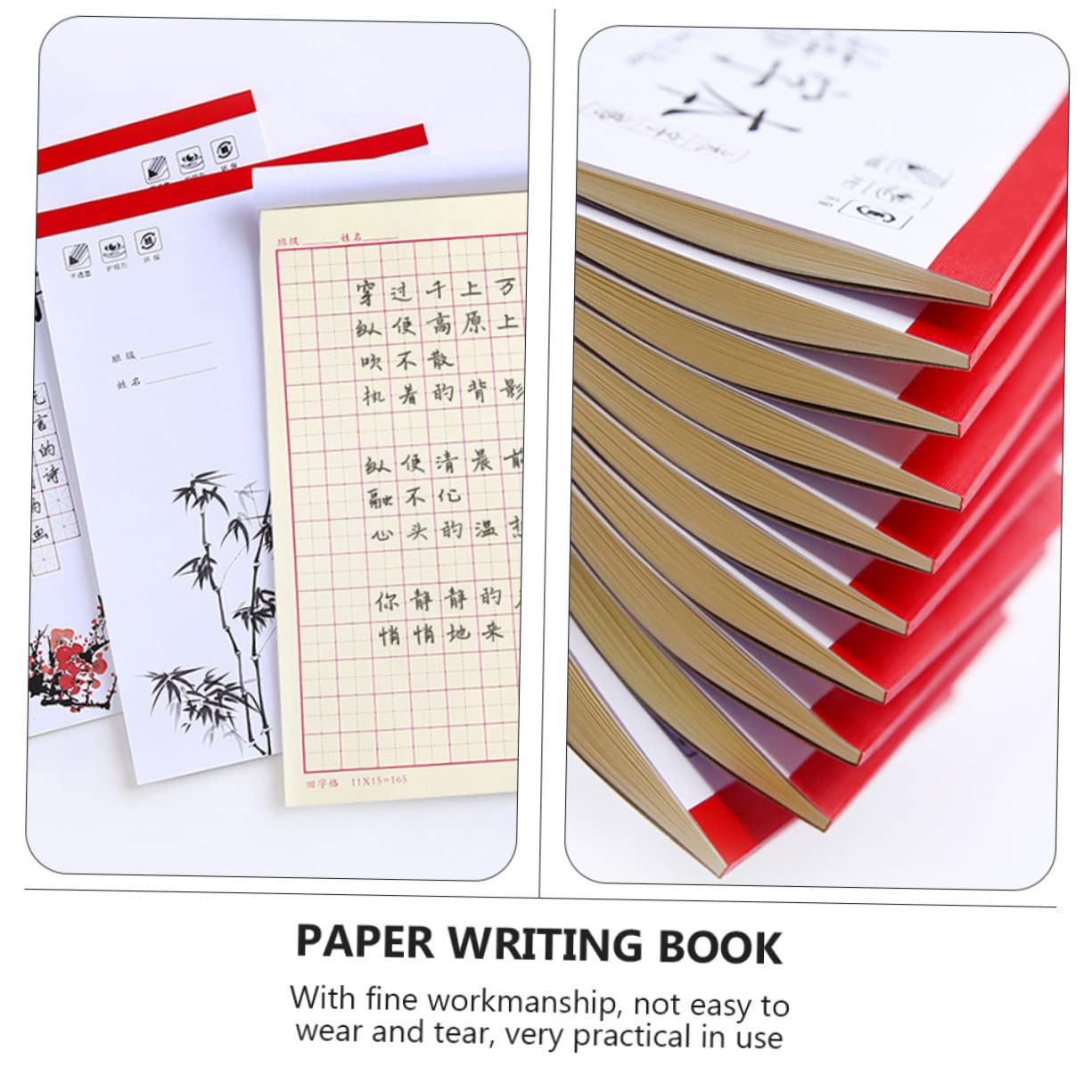 jojofuny 2 ensembles Cahier D'Exercices Pour Tout-Petits Apprentissage Cursive Pratique De L' Calligraphie Chinoise Cahier 4 pièces * 2