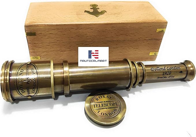 Telescopio de Latón Pirata, Monocular Plegable con Óptica de Vidrio miniatura 3