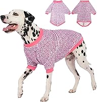 Vista 15 de LovinPet Pijamas extra grandes para perra, ropa de perro actualizada con tela de franela cálida con estampado de platos Granny Chic rosa, suéter