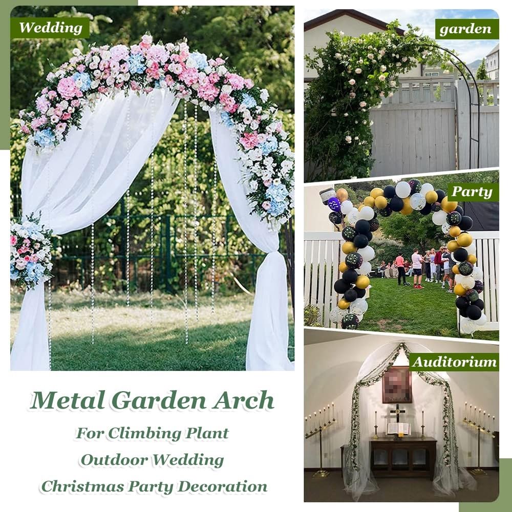Pergola ogrodowa, łuk ogrodowy, krata, ocynkowana rura 19 mm, do użytku na zewnątrz i wewnątrz, zielona pergola, dekoracja łuku, 140 x 230 cm, na wesela i imprezy