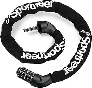 Sportneer Bike Lock: Heavy Duty 5-Digit Resettable Combination Bicycle Lock, High Security Anti-Theft Bike Chain Lock for Road, Mountain, Electric & Folding Bikes - View 2