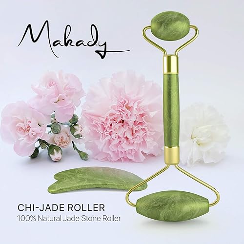Miniatura 2 de Rodillo de jade natural Gua Sha Herramienta de drenaje linfático para cara, cuello, cuerpo Tratamiento antienvejecimiento Reduce arrugas y