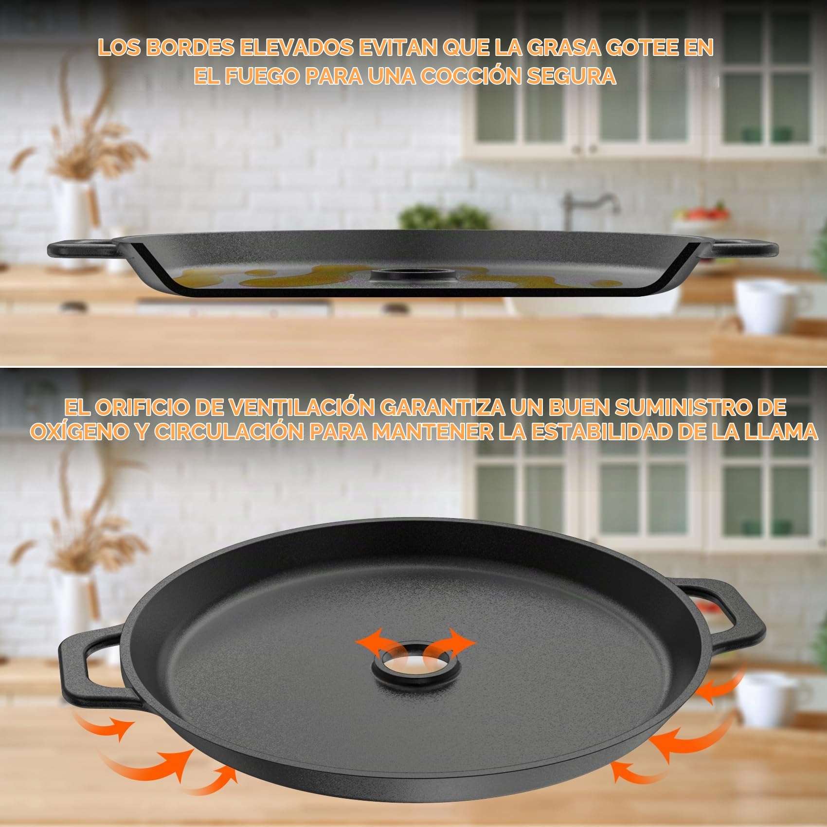 onlyfire Plancha de Hierro Fundido Redonda Barbacoa, Ø35 cm