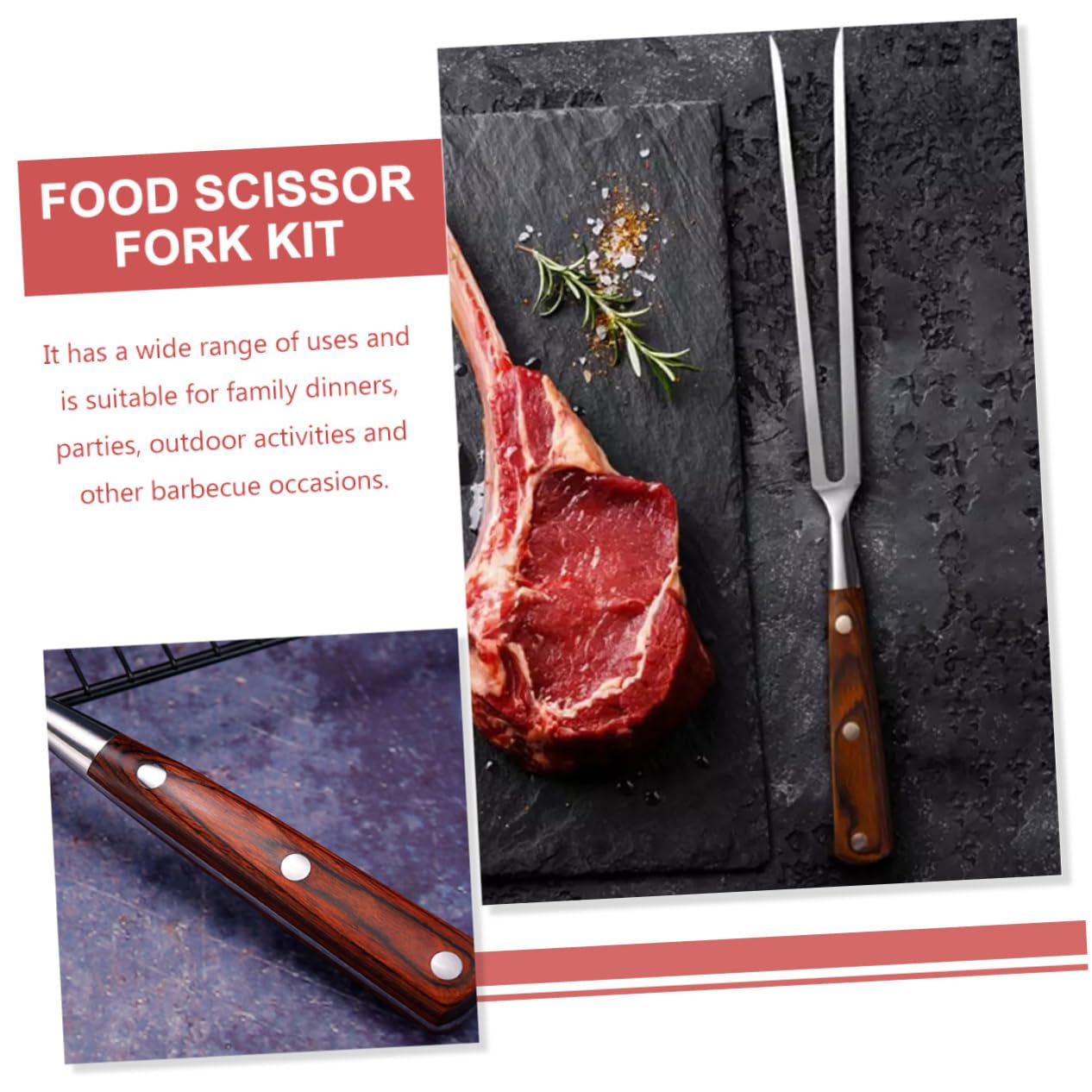 Sosoport 1set Forchette e Forbici Da Barbecue Inossidabile Utensili Multifunzionali Per Grigliate e Campeggio Facile Da Usare e Sicuro Per e Verdure