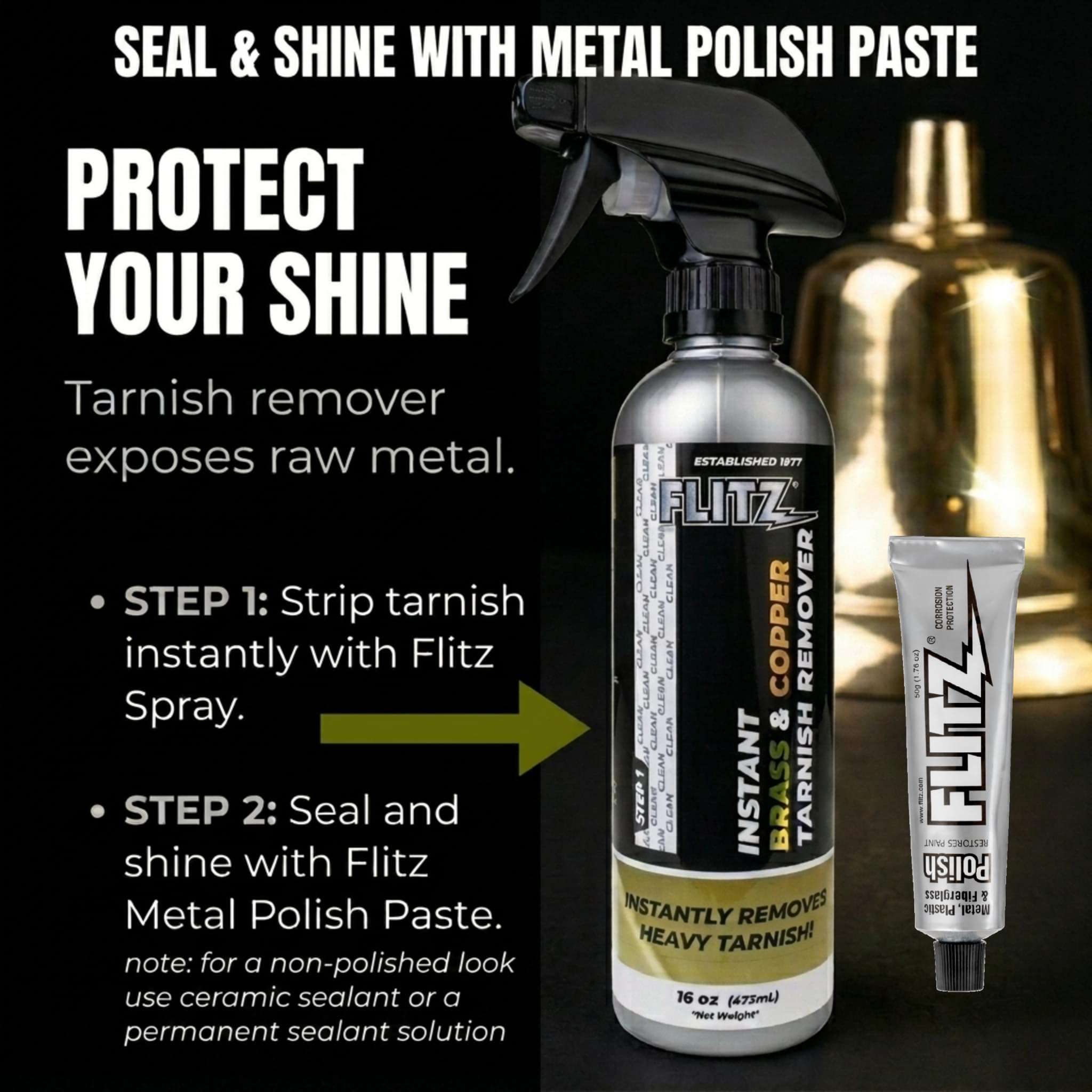 Flitz Instant Brass and Copper Tarnish Remover Spray Bottle