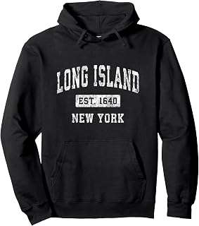 Long Island New York NY Vintage Established Sports Design Pullover Hoodie