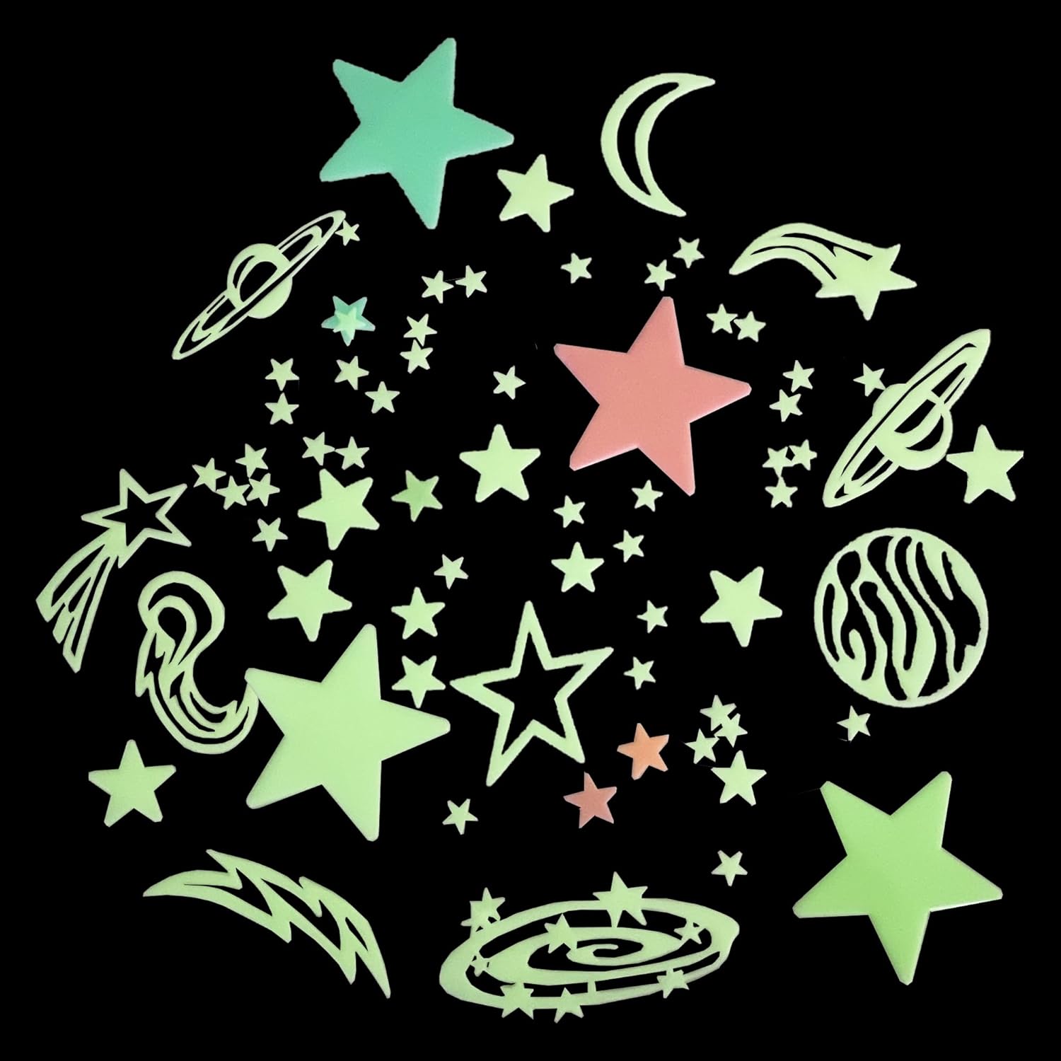 Great Explorations Galaxy Of Stars by University Games | Glow-in-the-Dark Stars, Planets, Moons, and Celestial Shapes | Comes with 302 Decorative Glow Pieces and Adhesive| For Ages 3 Years and Up