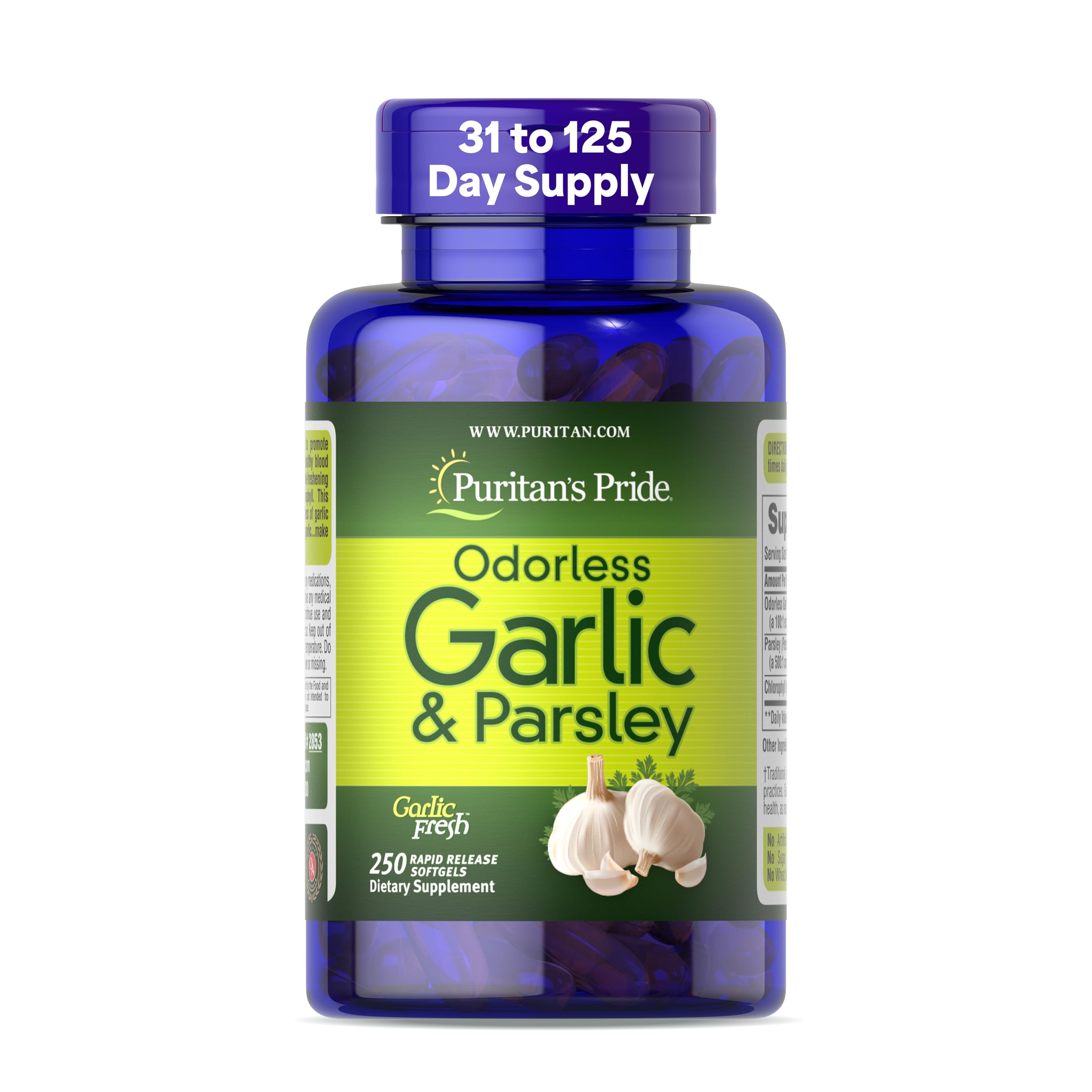 Odorless Garlic & Parsley 500 Mg / 100 Mg, 250 Count